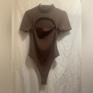 boohoo Woman’s Rib Bodysuit Brown sz 10